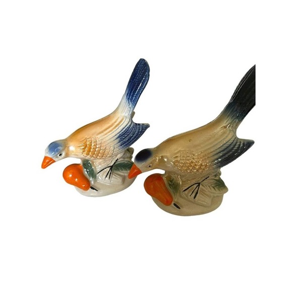 Vintage Lusterware Birds Avifauna with Fruit Made in Brazil Ceramic Figurines - Picture 12 of 16